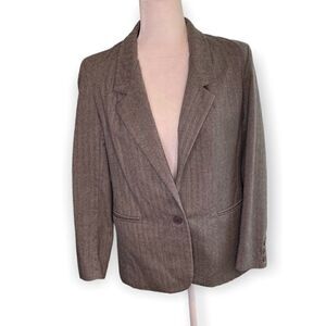 B.B.I. Black White Houndstooth Wool Blazer SZ 10